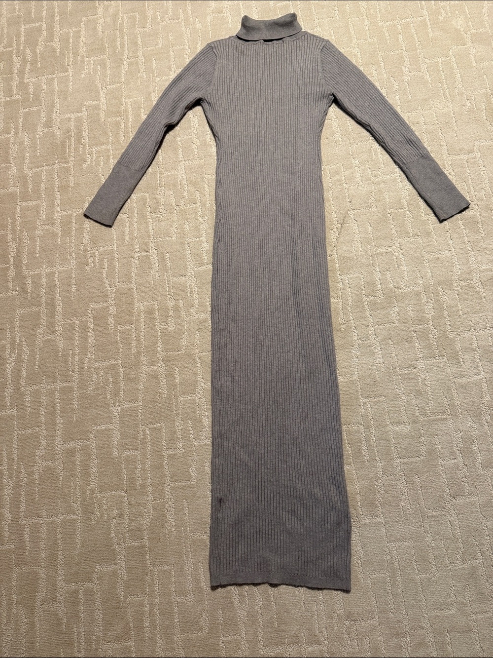 AKIRA Gray Ribbed Turtleneck Maxi Dress